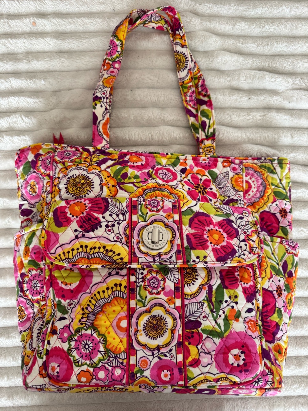 Vera Bradley Retired Clementine Print Pink Floral Quilted Tote